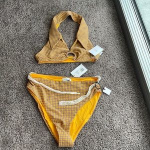 WeWorewhat Emily seersucker tangerine bikini set. NWTG